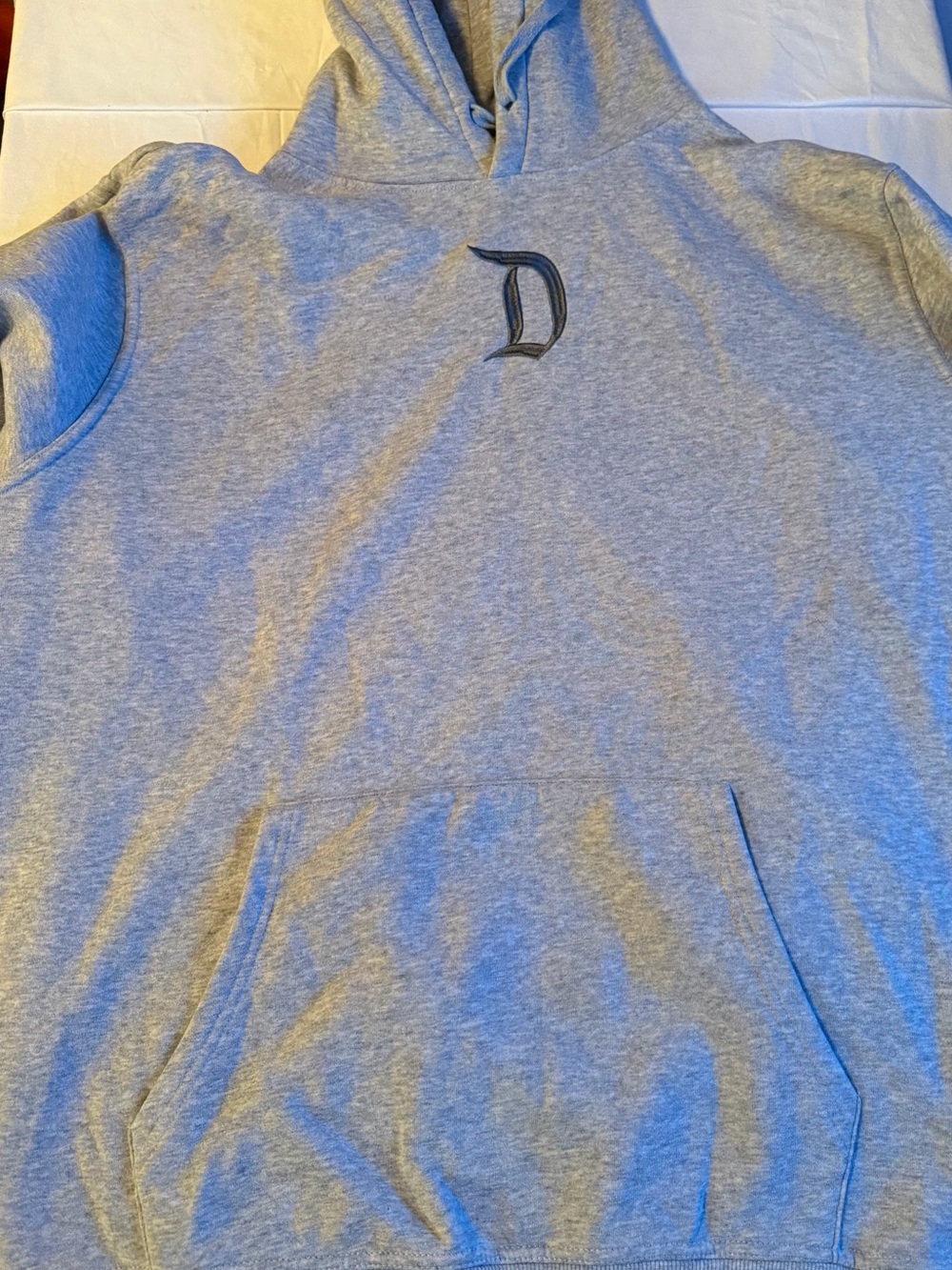 Disney Light Gray Hoodie with Gothic 'D' Embroidery